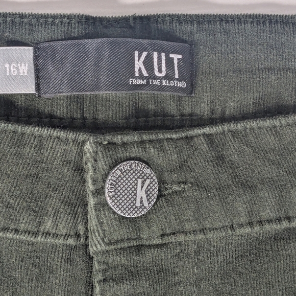 KUT FROM THE KLOTH High Rise Diana Fab Ab Skinny Green Corduroy Pant Size 16W - Picture 3 of 12